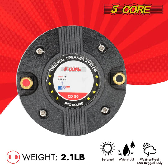 Side view of 5Core 200W tweeter with sturdy mounting bracket and solid casing