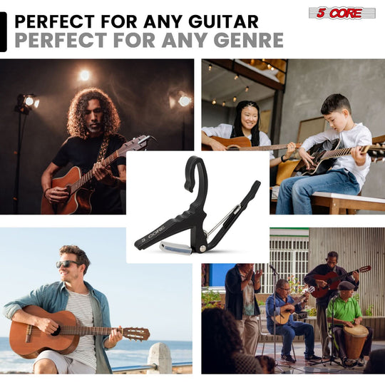 Portable 5Core capo and pick bundle ideal for travel and gigs