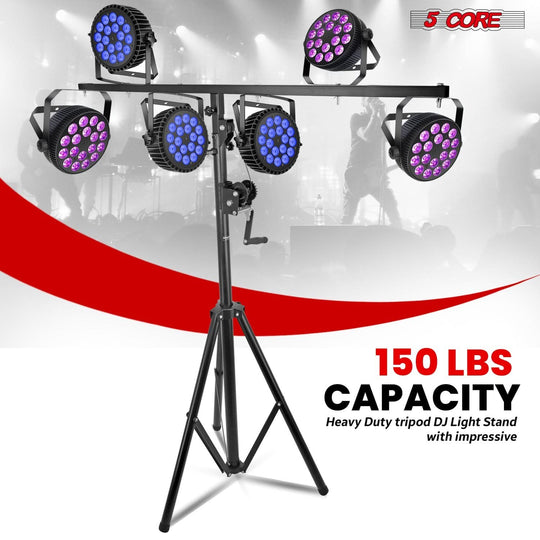 Adjustable 5Core lighting rig for mobile DJs and performers