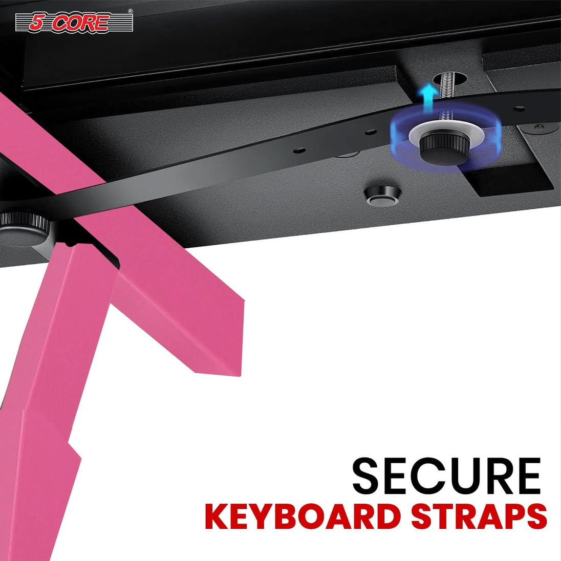Pink Z shaped piano riser stand with adjustable height by 5Core