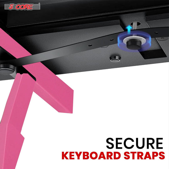 Pink Z shaped piano riser stand with adjustable height by 5Core