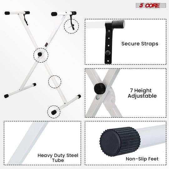 5Core combo set for piano with foldable X stand and bench