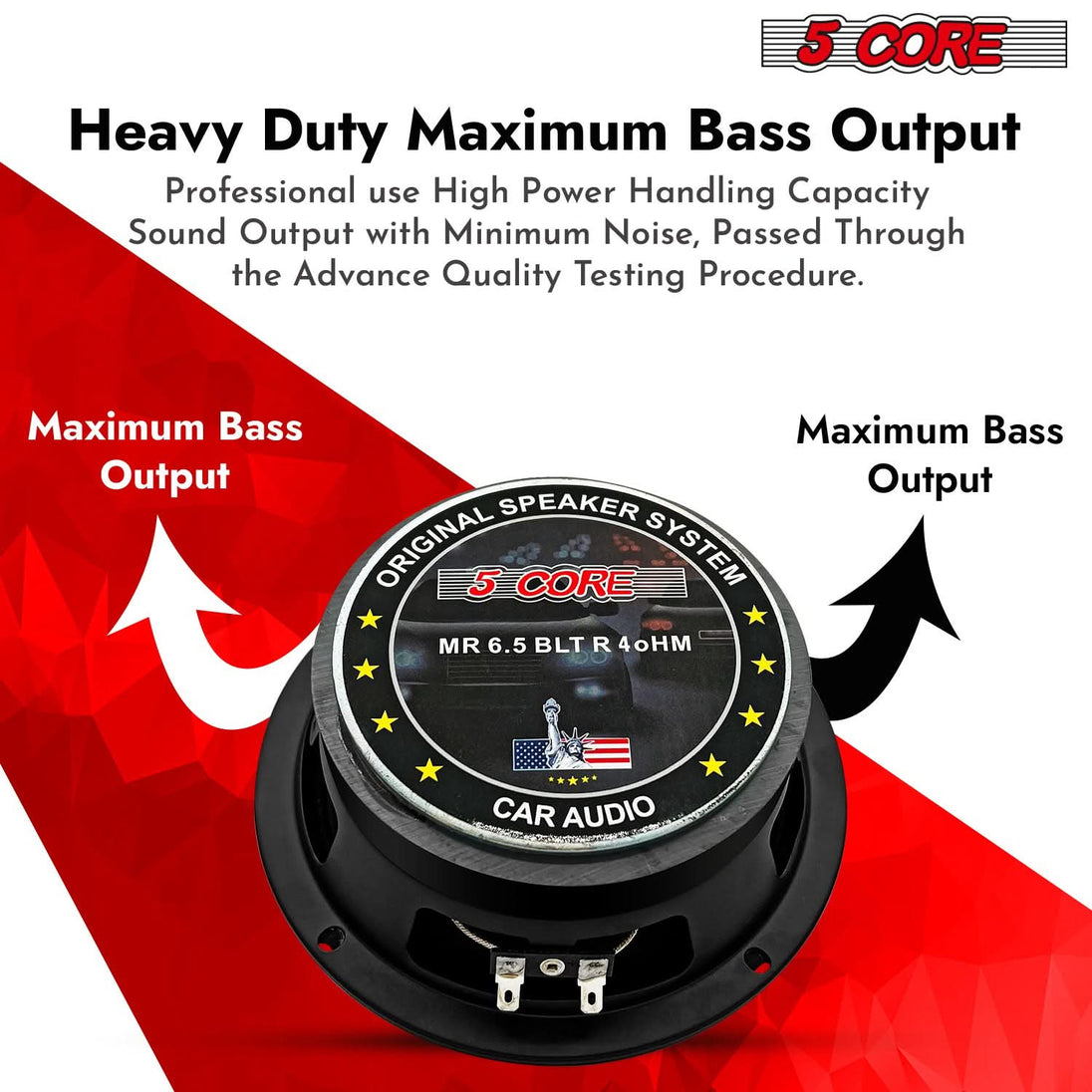 Two-pack 6.5 inch midrange car speakers with aluminum bullet and 580W power