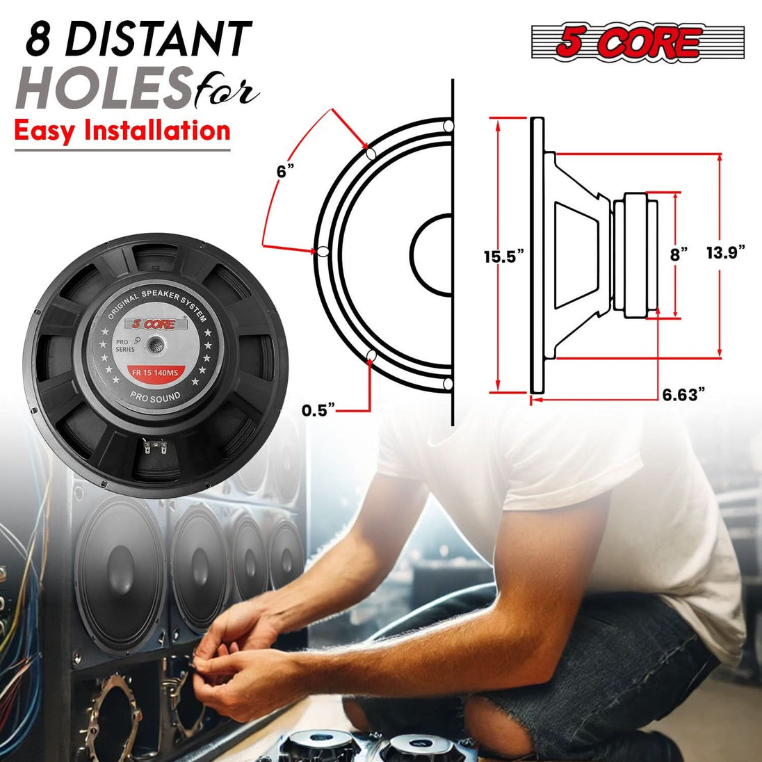 5Core subwoofer replacement speaker for DJ cabinets, clubs, and PA systems
