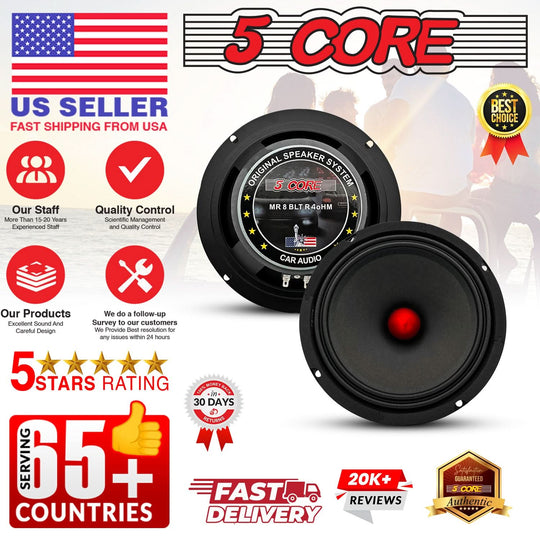 4 Ohm 8 inch midrange speaker set for automotive audio systems