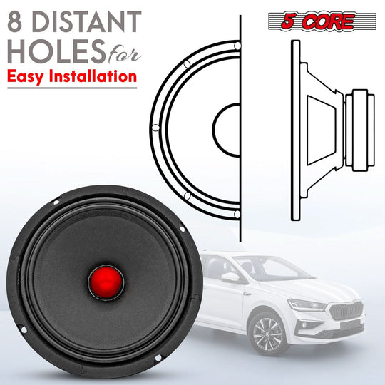 6.5 inch midrange door speaker pair with 4 Ohm impedance and sturdy frame