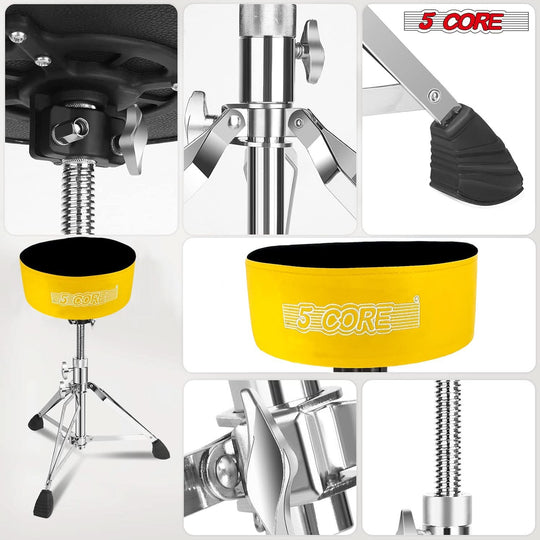 5 Core music chair with adjustable seat and plush velvet padding