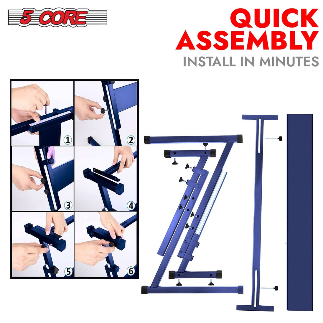 5 Core sturdy Z style piano riser stand with easy height adjustment