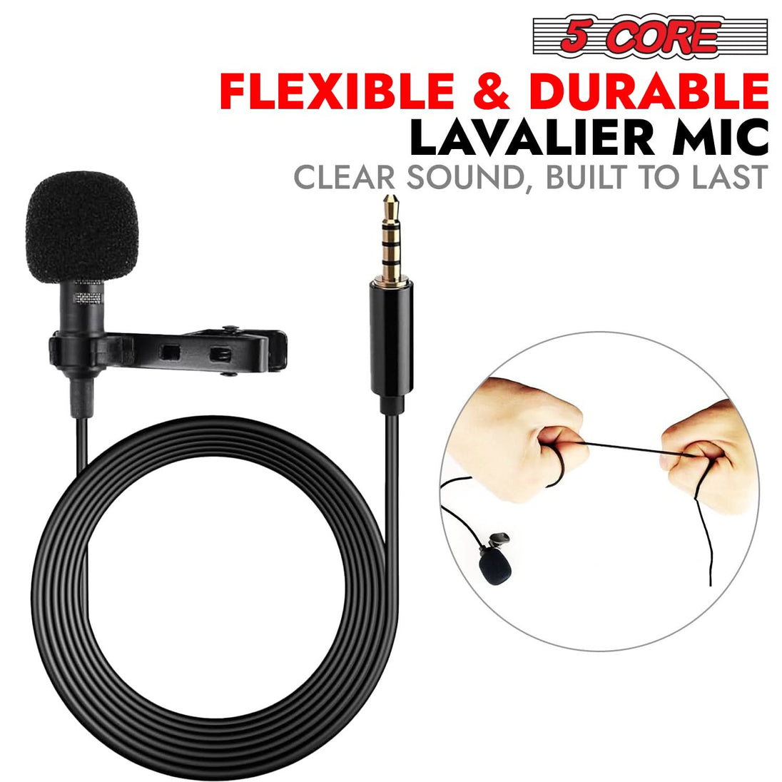 5 Core Microphone 2Pcs Lavalier Mic Wearable Omnidirectional Condenser 3.5mm Body Microfono