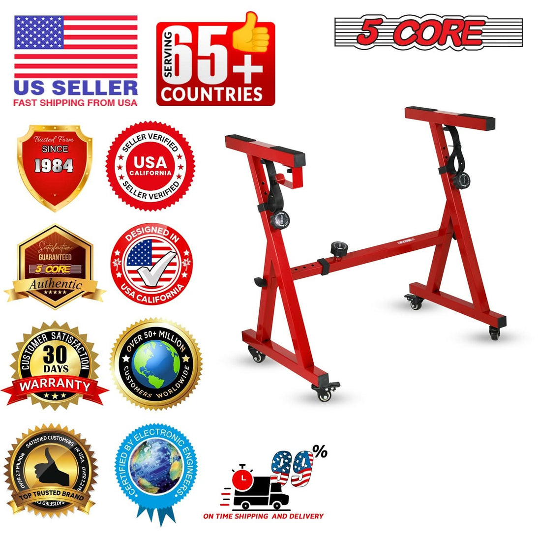 5 Core Keyboard Stand Dual X Shape Adjustable Foldable Portable Key Board Stands w Locking Strap