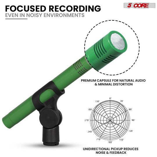 5 Core Drum Microphone Kit 9Pc All Metal Drummer Mics Tom/Snare & Cymbals Wired Instrument Drums Set