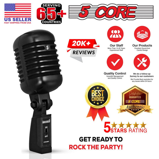 Classic vintage-style dynamic microphone in gold