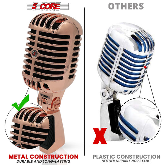 5 Core Retro Dynamic Vocal Iconic Microphone Vintage Style Classic Cardioid Unidirectional Mic