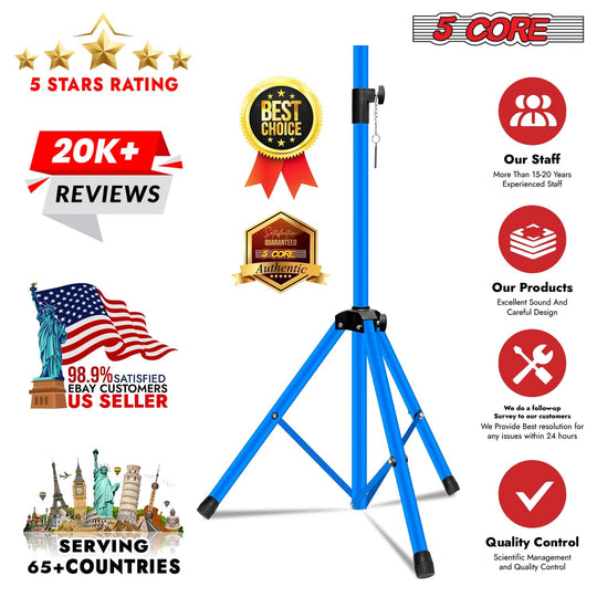 Stable and adjustable blue speaker stand by 5Core for DJs