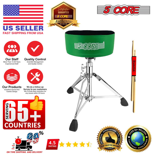 5 Core padded guitar stool with luxury velvet finish and adjustable features