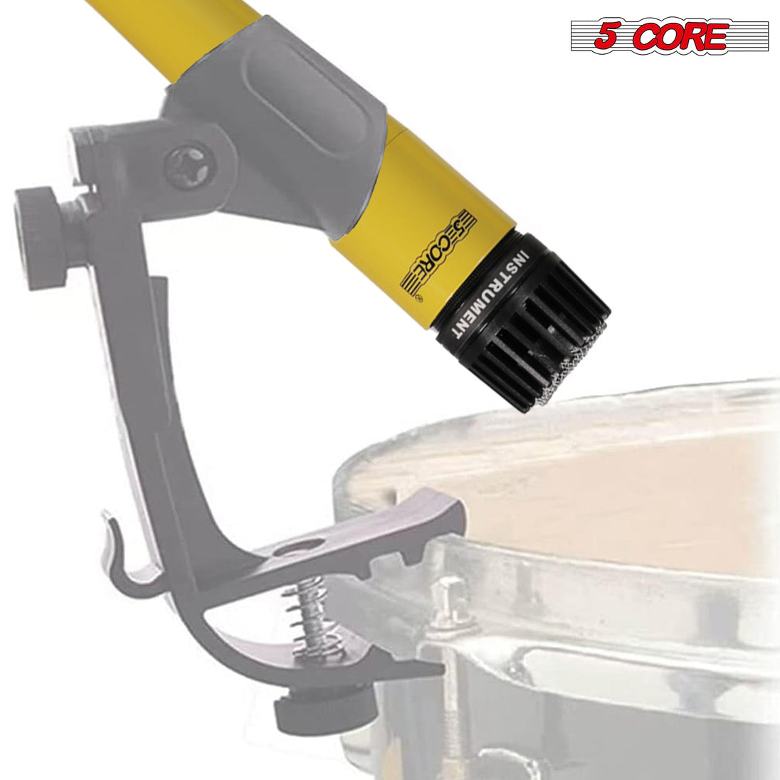 5 Core Drum Microphone Kit 9Pc All Metal Drummer Mics Tom/Snare & Cymbals Wired Instrument Drums Set