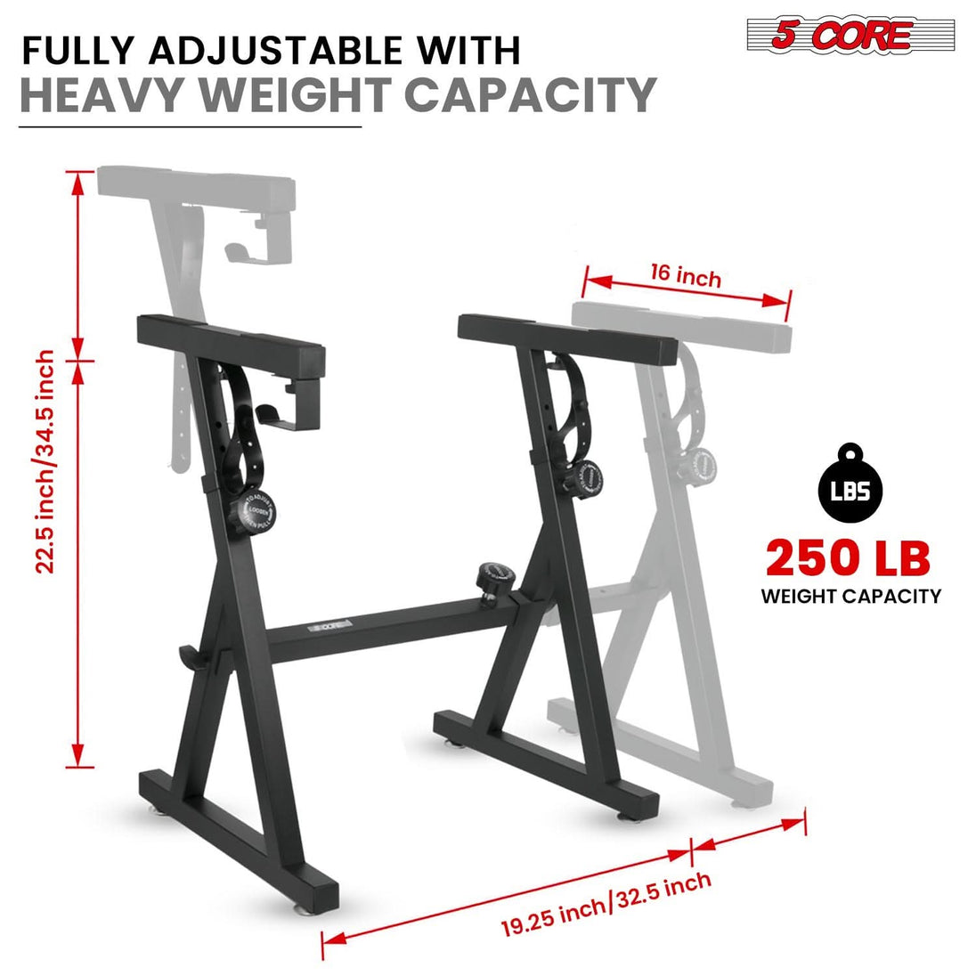 5Core Keyboard Stand Piano Riser Z Style Adjustable Height Width Music Stands for 54 - 88 Key Boards