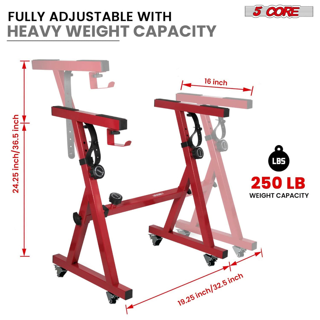 5 Core Keyboard Stand Dual X Shape Adjustable Foldable Portable Key Board Stands w Locking Strap