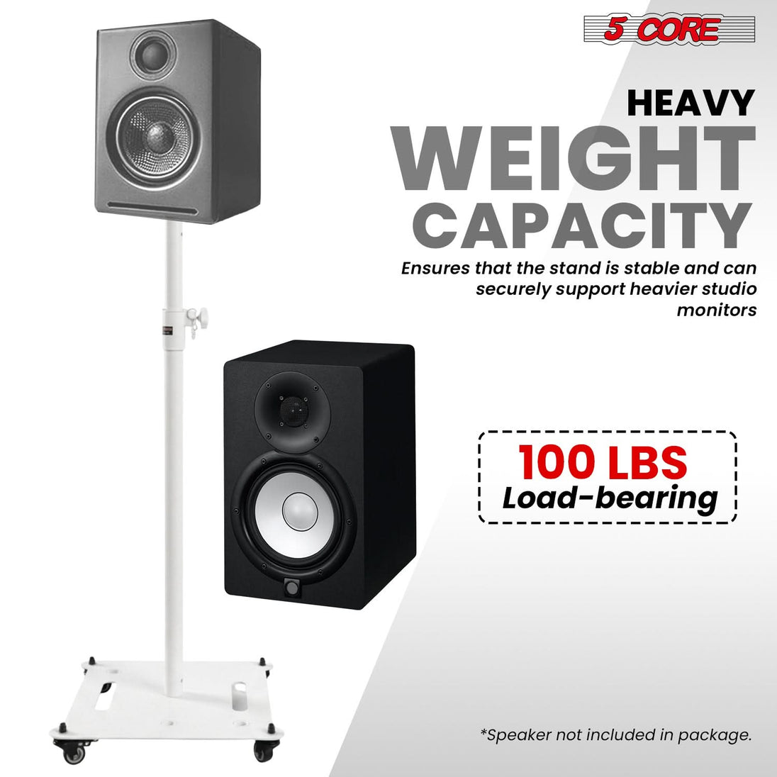 5Core Speaker Stand 2Pc Heavy Duty Adjustable Height 61" DJ PA Stands 35mm Mount 100Lb Capacity