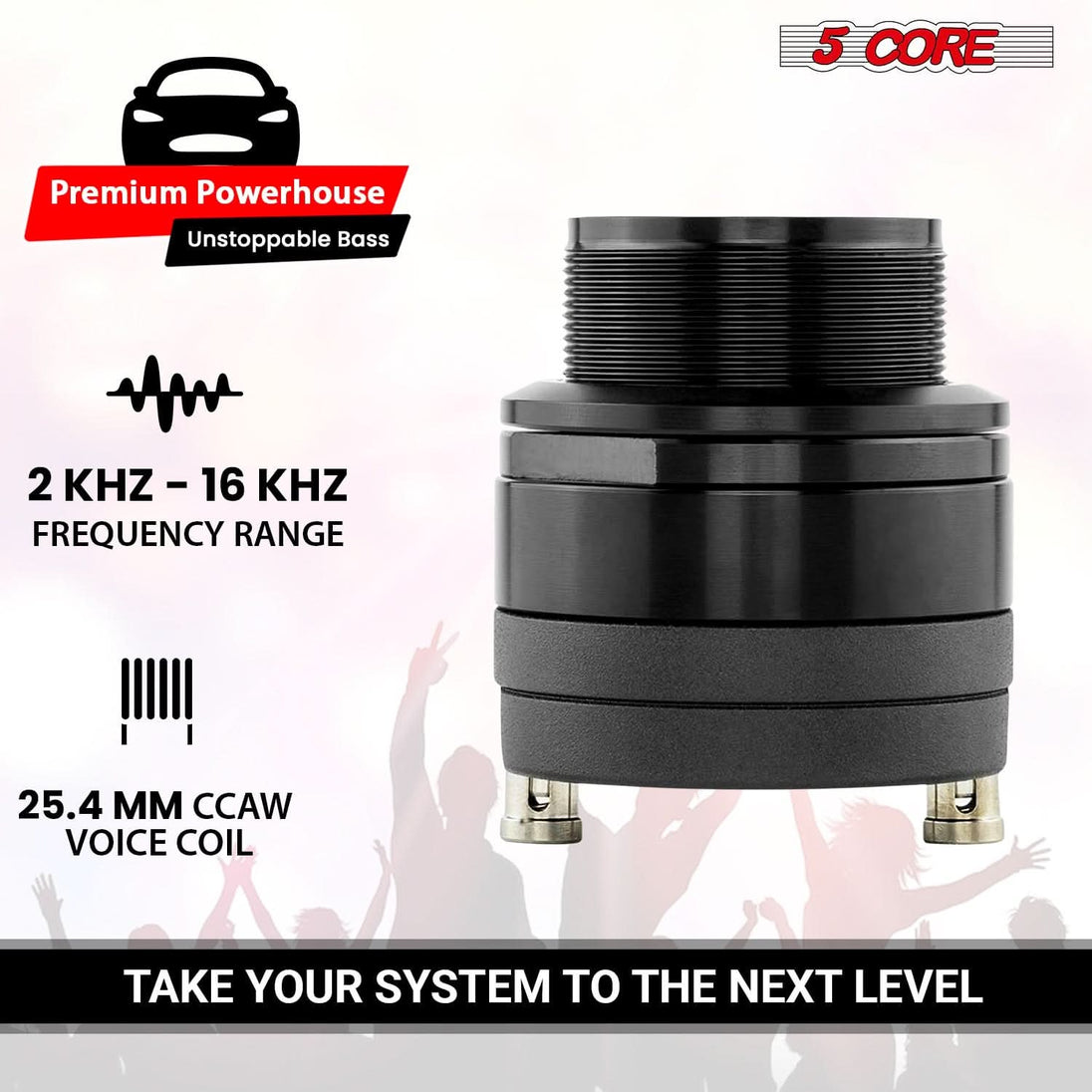 5Core Super Tweeter 2Pc 1" Car Audio Speaker 60W Max Power 4 Ohm Titanium Diaphragm Neodymium Magnet