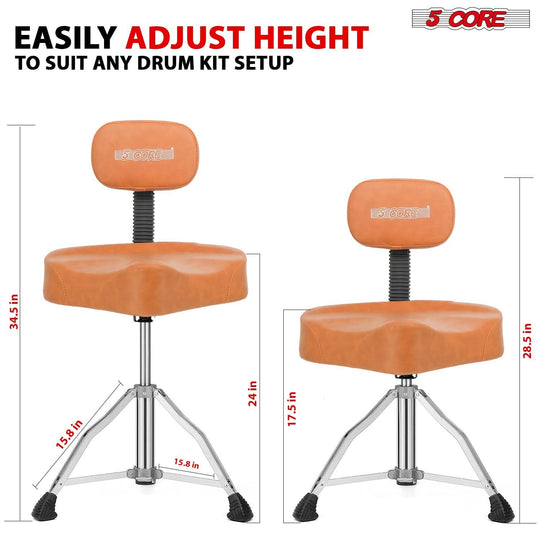 5Core drummer seat brown color with comfortable cushion and backrest