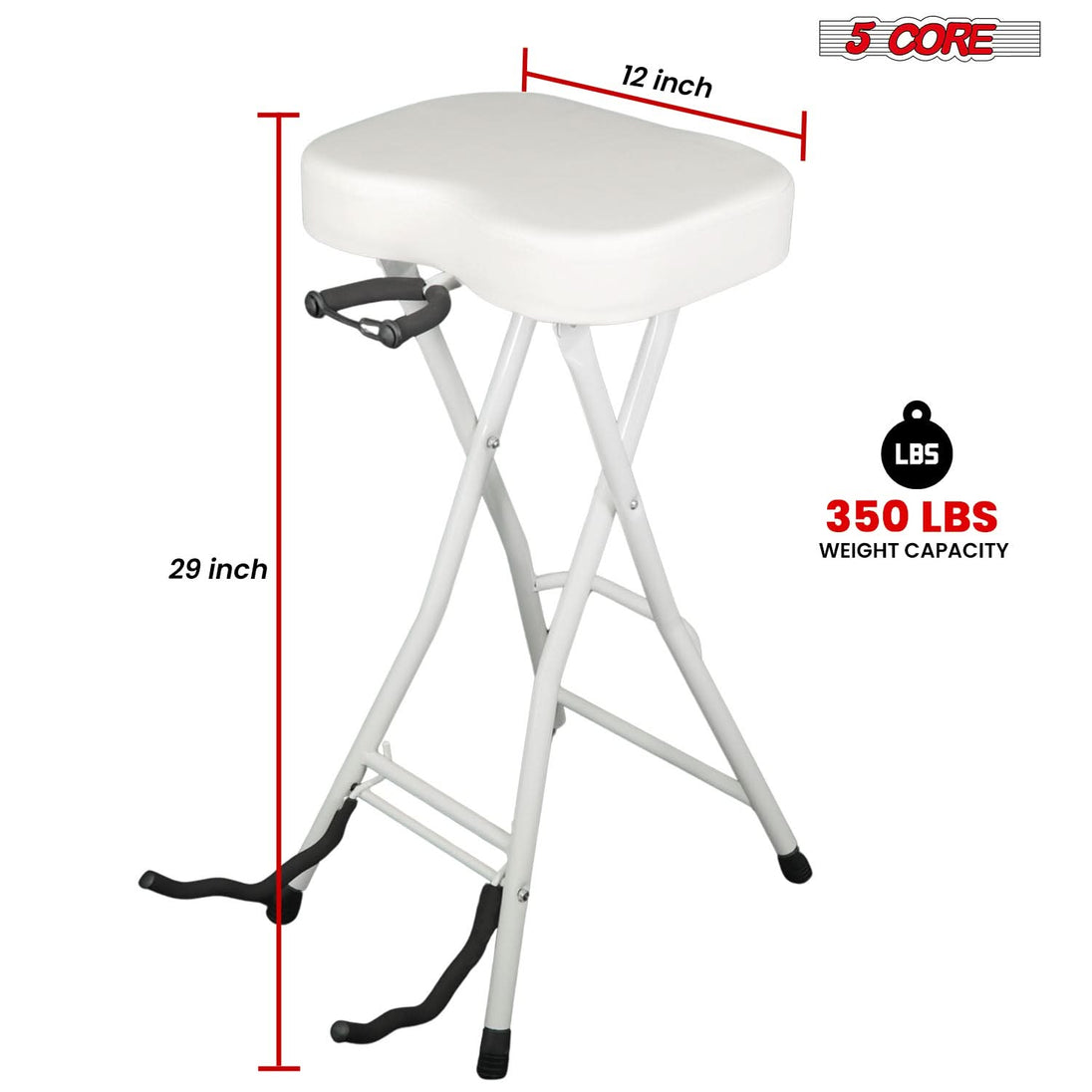 5Core Guitar Stool 3.15" Padded Chair Foldable Heavy Duty Music Seat Built in Foot Rest Guitar Stand