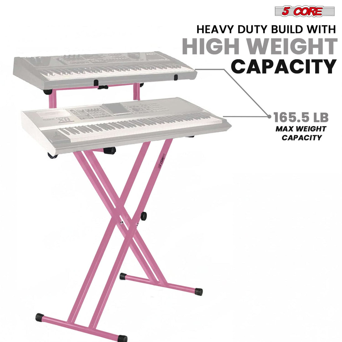 5 Core 2 Tier Keyboard Stand Combo Heavy Duty Adjustable Piano Stand with Extension Arm