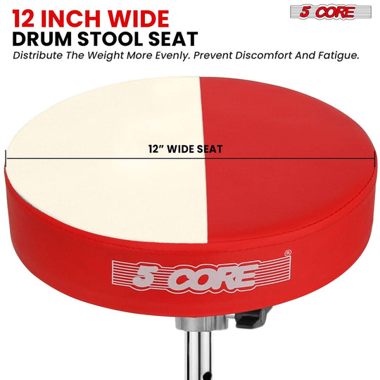 5Core red padded drum throne stool for musicians and performers