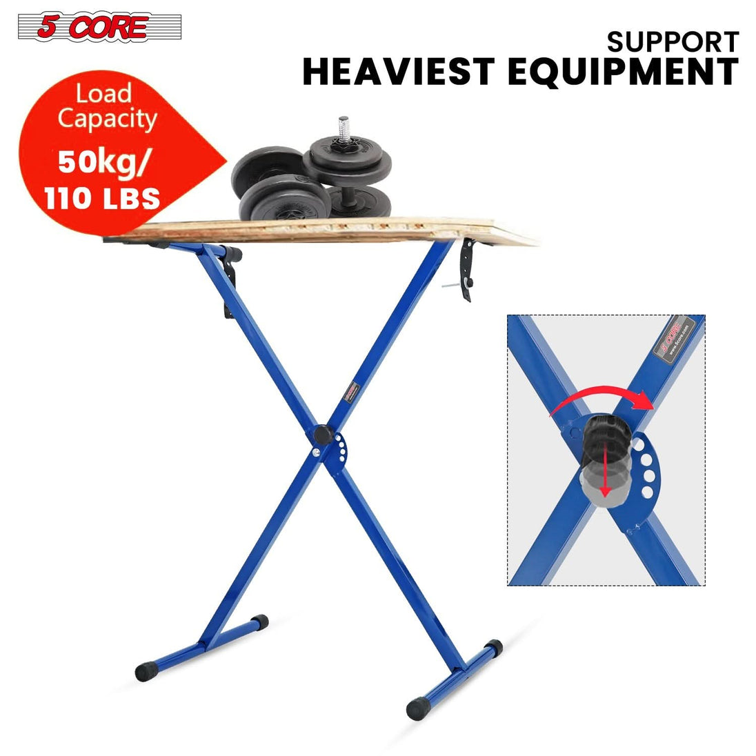 5Core blue adjustable stand for digital keyboards 49 to 88 keys