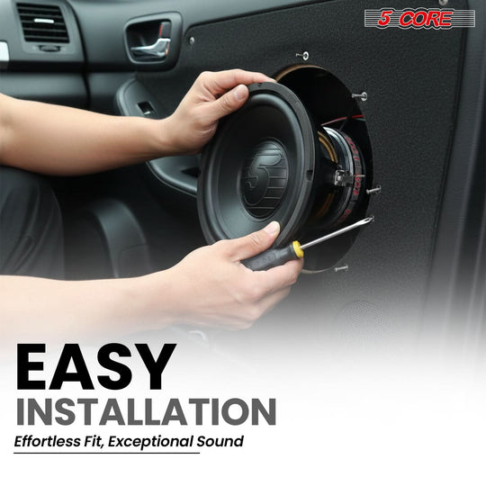 5 Core Car Subwoofer 2Pc 10" 3000W Pro Audio Deep Bass Component Sub Woofer 4Ohm Replacement Speaker