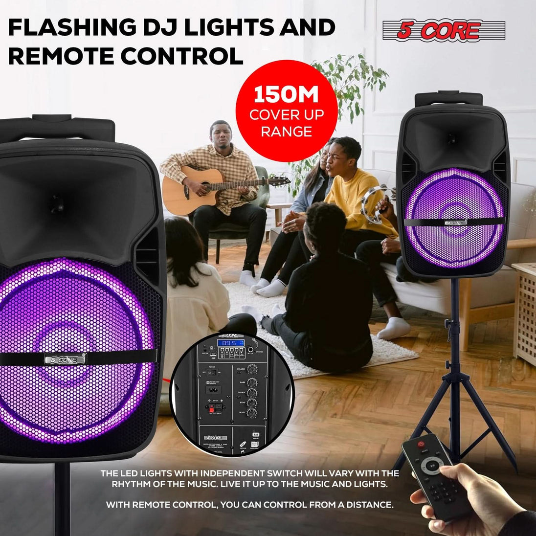 Compact 5Core 8 inch PA system with Bluetooth and karaoke features