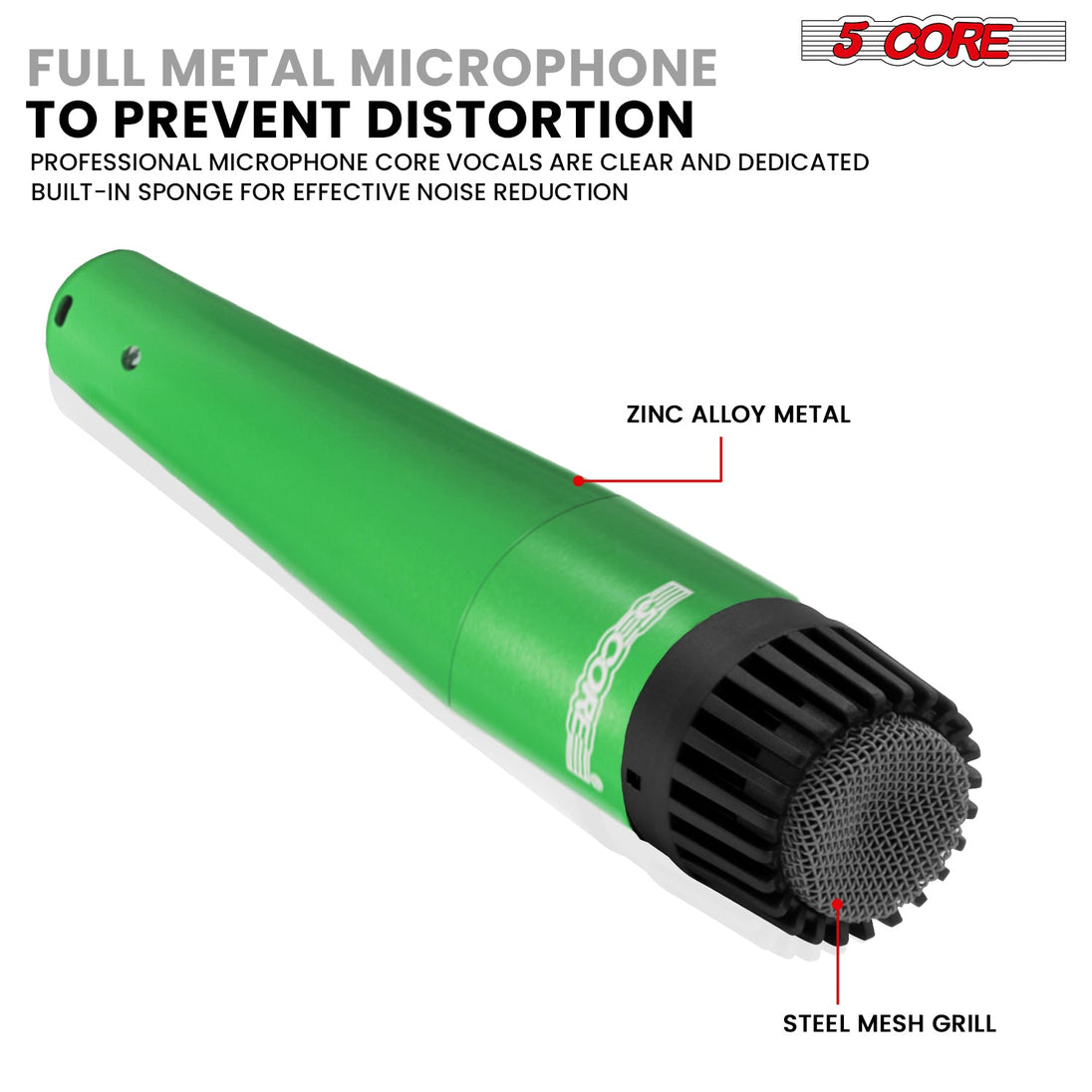 5 Core Drum Microphone Kit 9Pc All Metal Drummer Mics Tom/Snare & Cymbals Wired Instrument Drums Set