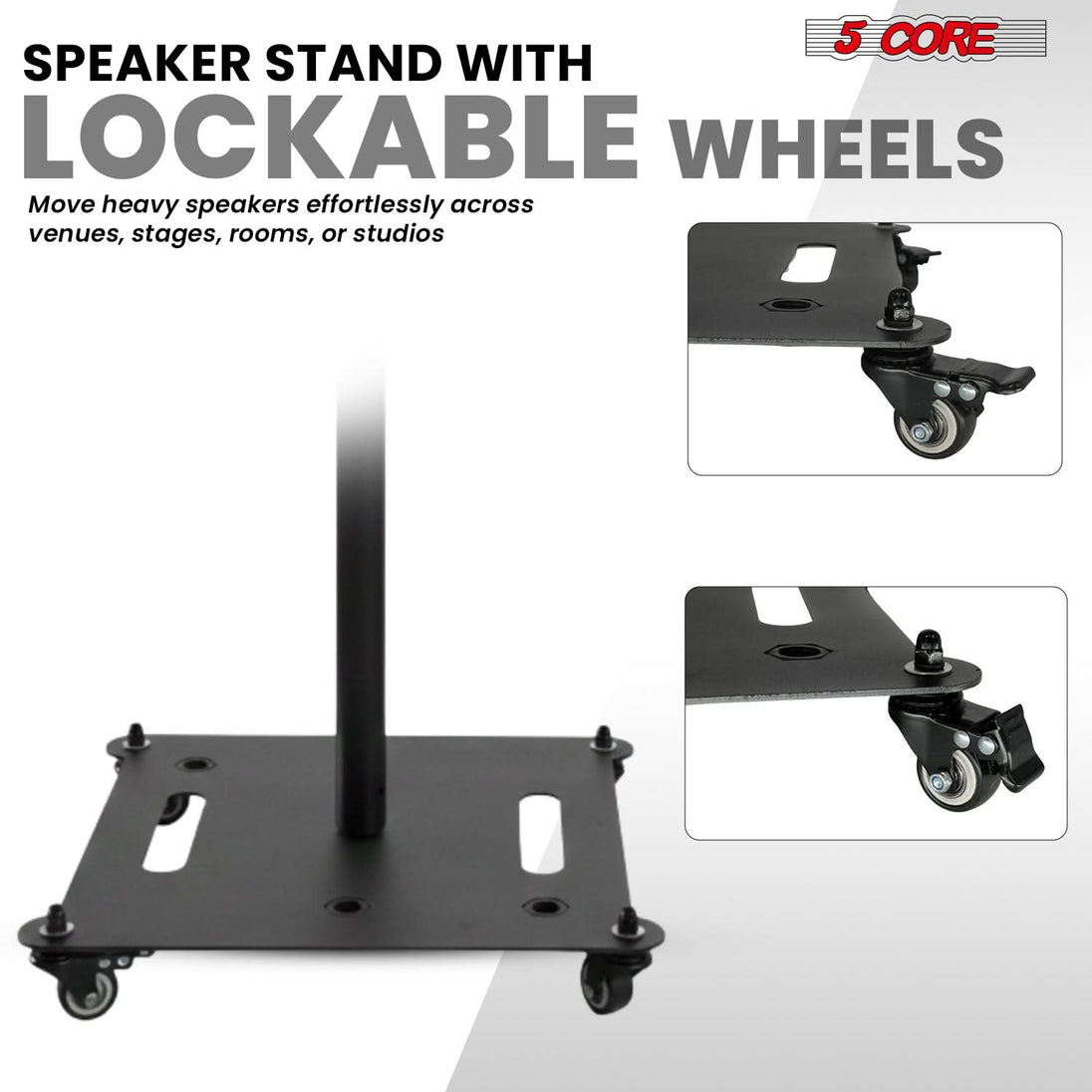 5Core Speaker Stand Heavy Duty Adjustable Height 61" DJ PA Stands 35mm Mount 100Lb Capacity