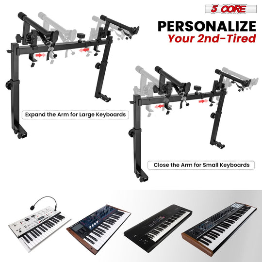 Sturdy 2 tier extension for digital piano stands, ideal for professional use