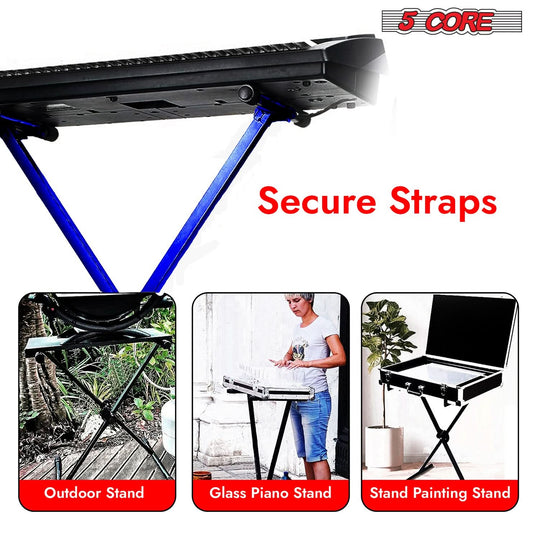 Blue single X style lift keyboard riser stand for electric pianos