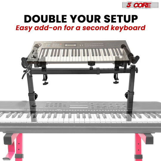 5 Core keyboard stand adapter with adjustable second tier for added gear support