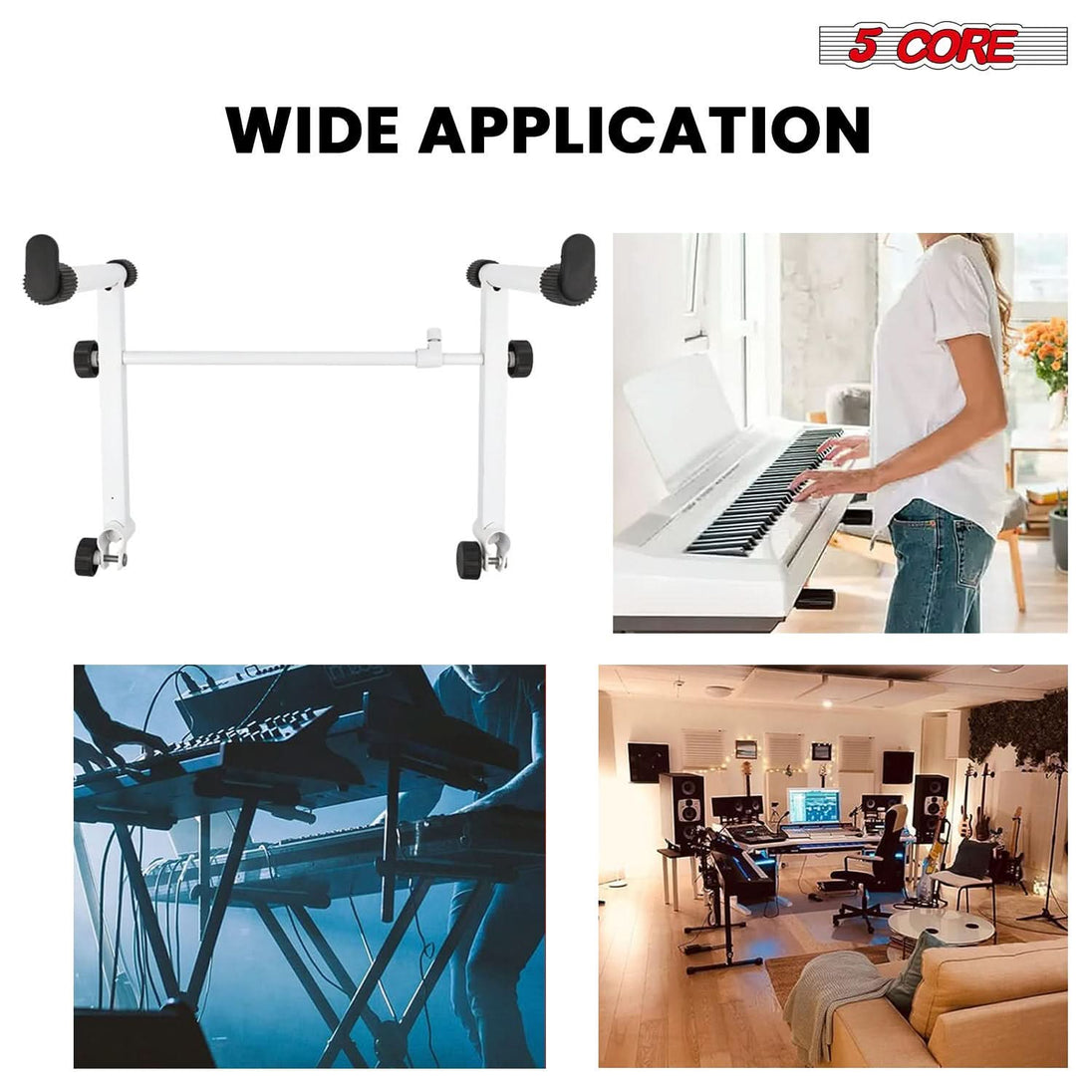 5 Core Keyboard Stand Adapter 2 Tier Adjustable Second Extension Add On for Digital Piano Stands
