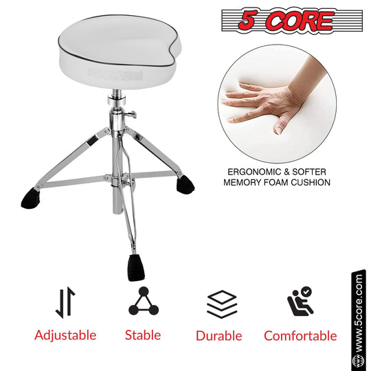 Adjustable padded stool with saddle top for guitar and drums by 5Core
