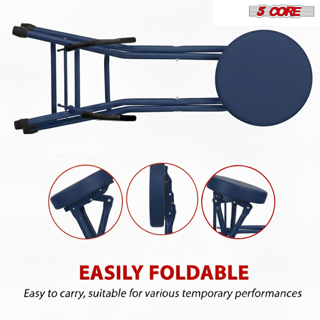 5Core Guitar Stool 3.15" Padded Chair Foldable Heavy Duty Music Seat Built in Foot Rest Guitar Stand