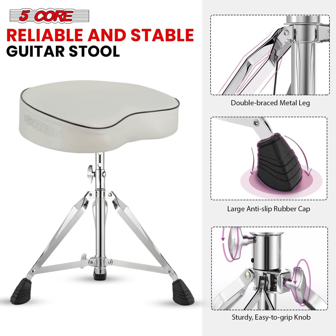 5Core drum throne padded guitar stool saddle drummer seat for adults & kids by 5Core for professional use