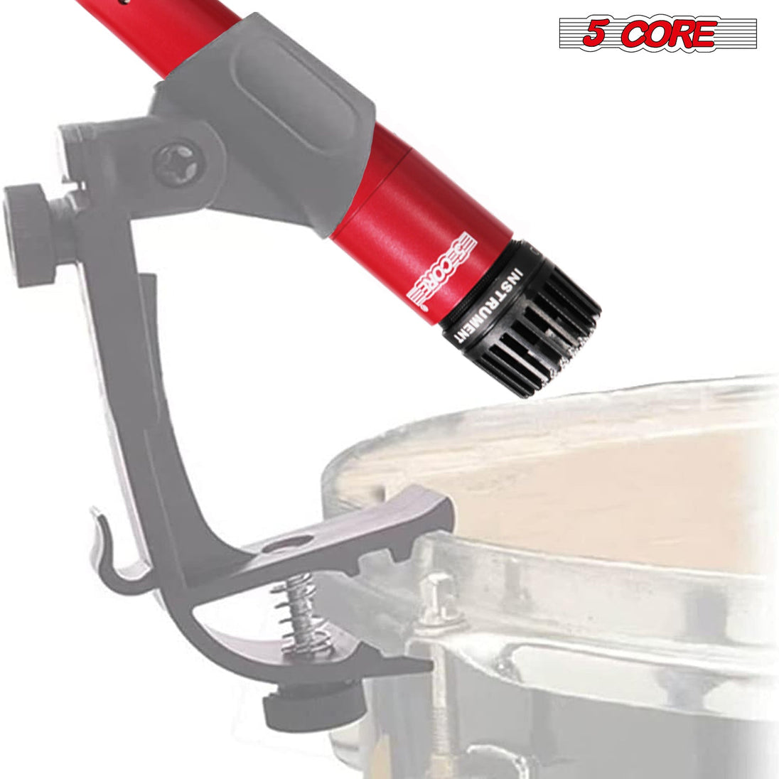 5 Core Drum Microphone Kit 9Pc All Metal Drummer Mics Tom/Snare & Cymbals Wired Instrument Drums Set