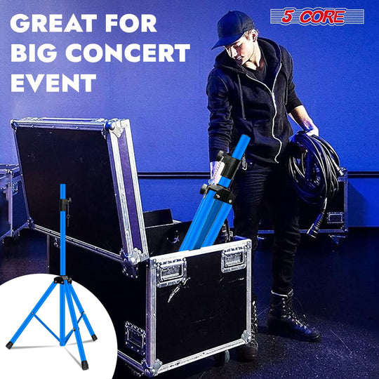 5Core tall audio stand in blue with strong tripod frame