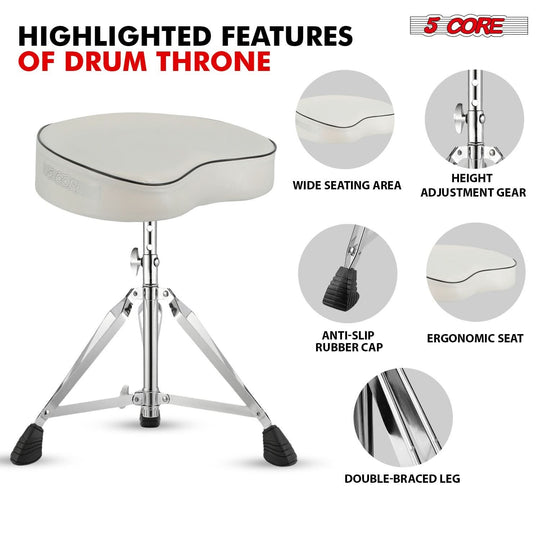 5Core drum throne padded guitar stool saddle drummer seat for adults & kids - 5Core high quality product image