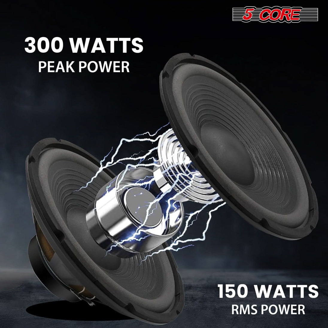 5 Core Car Subwoofer 2Pc 300W 12" Deep Bass Replacement Speaker 4Ohm 40 - 3.5 KHz Component Sub Woofer