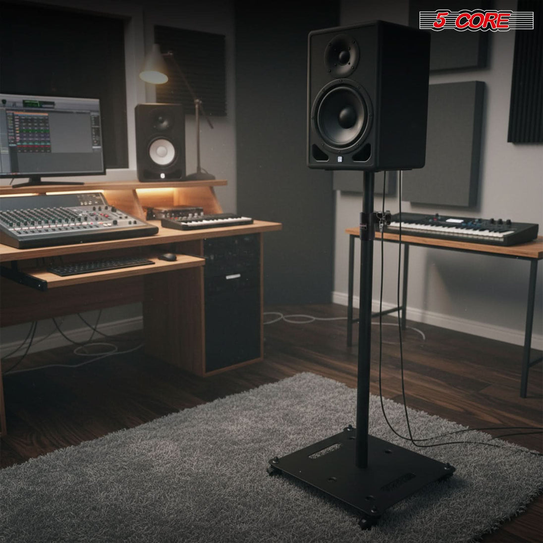 5Core Speaker Stand Heavy Duty Adjustable Height 61" DJ PA Stands 35mm Mount 100Lb Capacity