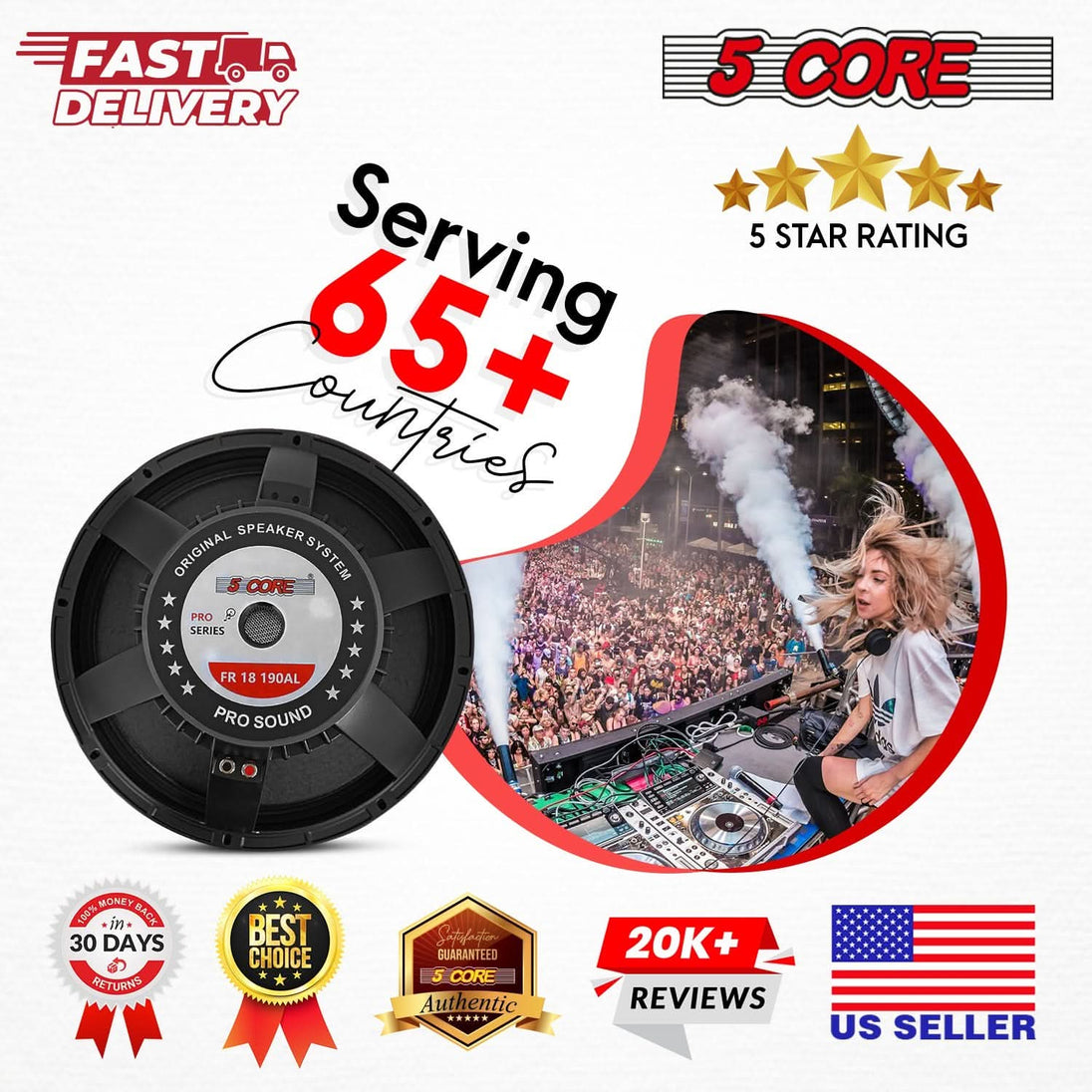 High-performance 18" DJ subwoofer for rich and punchy sound