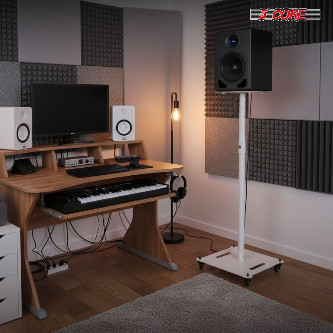 5Core Speaker Stand 2Pc Heavy Duty Adjustable Height 61" DJ PA Stands 35mm Mount 100Lb Capacity