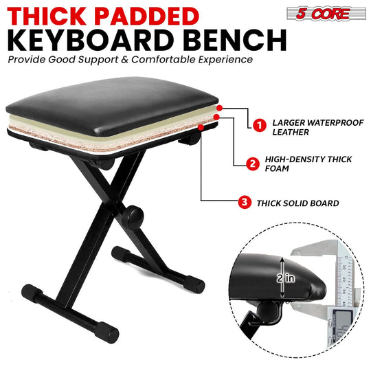 Single X Style Adjustable Keyboard Stand and Bench Set