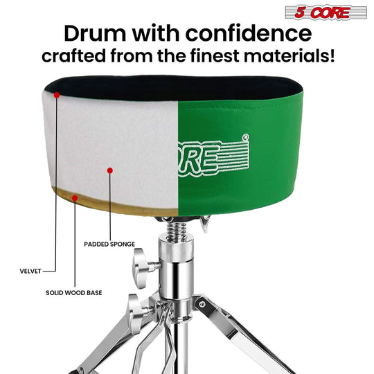 Comfortable padded drum throne for professional music setups