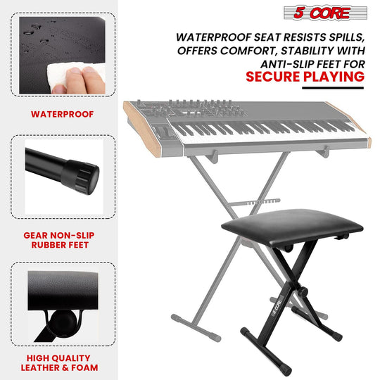 Keyboard Piano Bench with Single X Style Adjustable Stand